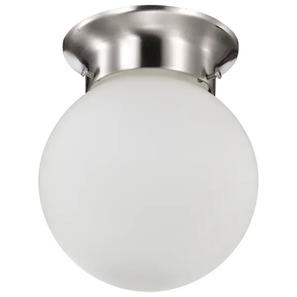 6-Inch Brushed Nickel Flush Mount with Frosted White Glass - Image 2