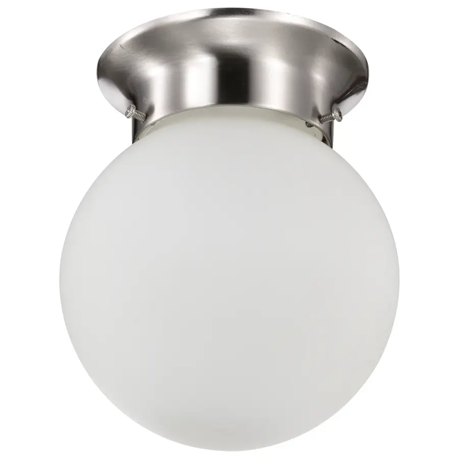 6-Inch Brushed Nickel Flush Mount with Frosted White Glass - Image 2