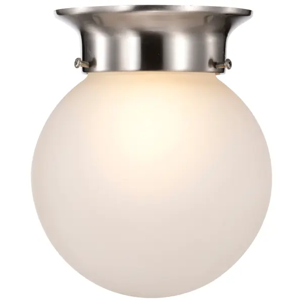 6-Inch Brushed Nickel Flush Mount with Frosted White Glass - Image 3