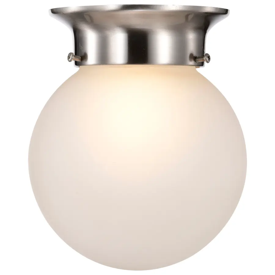 6-Inch Brushed Nickel Flush Mount with Frosted White Glass - Image 3