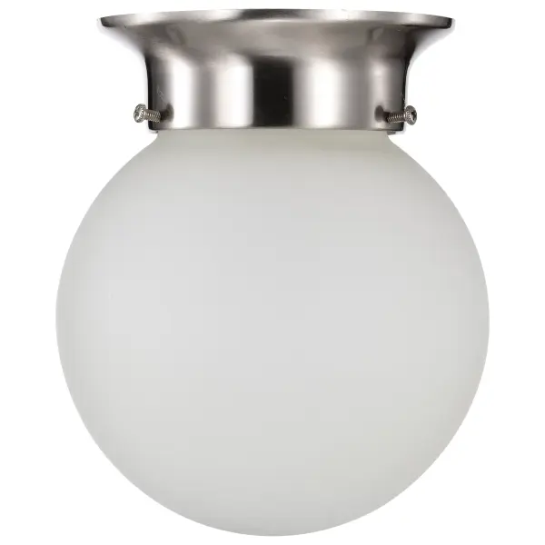 6-Inch Brushed Nickel Flush Mount with Frosted White Glass - Image 4