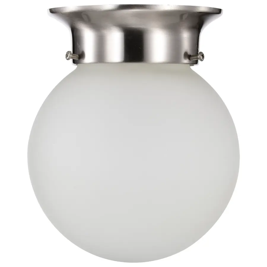 6-Inch Brushed Nickel Flush Mount with Frosted White Glass - Image 4