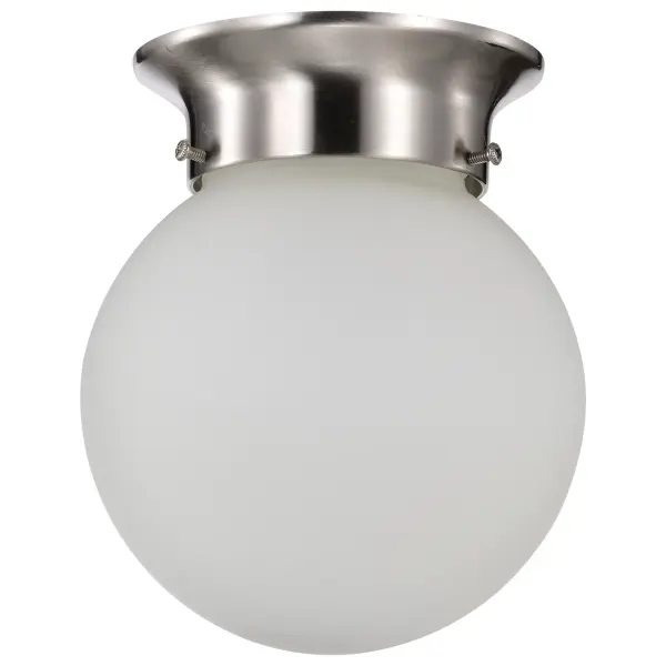 6-Inch Brushed Nickel Flush Mount with Frosted White Glass - Image 5