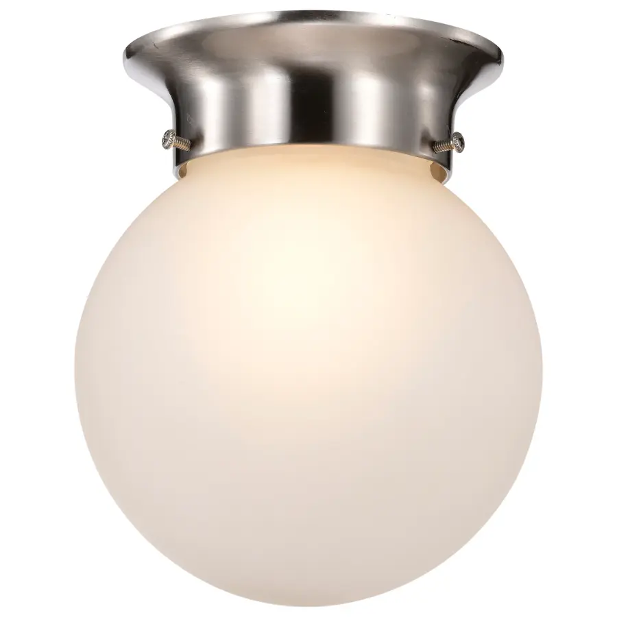 6-Inch Brushed Nickel Flush Mount with Frosted White Glass - Image 6