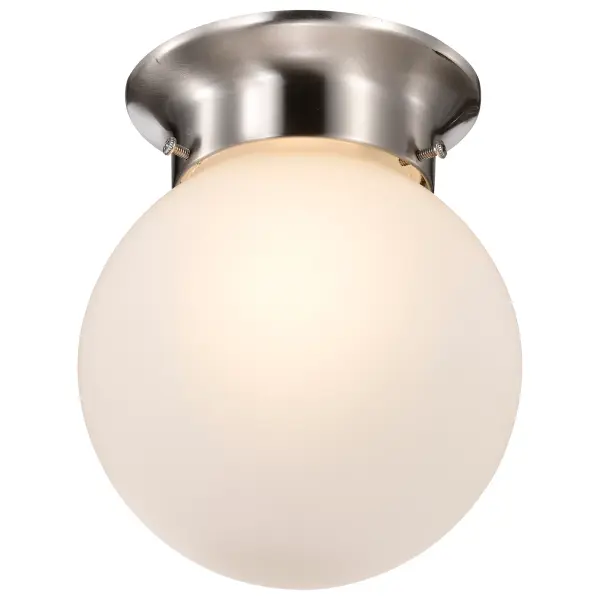 6-Inch Brushed Nickel Flush Mount with Frosted White Glass - Image 7
