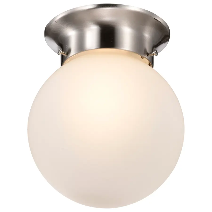 6-Inch Brushed Nickel Flush Mount with Frosted White Glass - Image 7