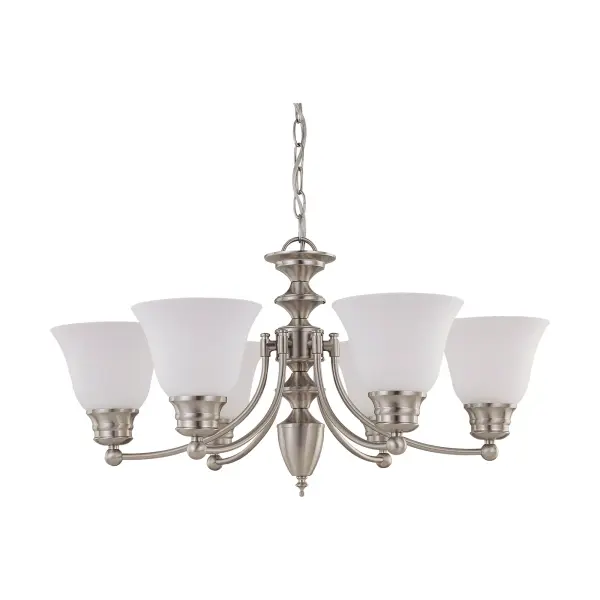 Empire 6-Light Chandelier with Frosted White Glass