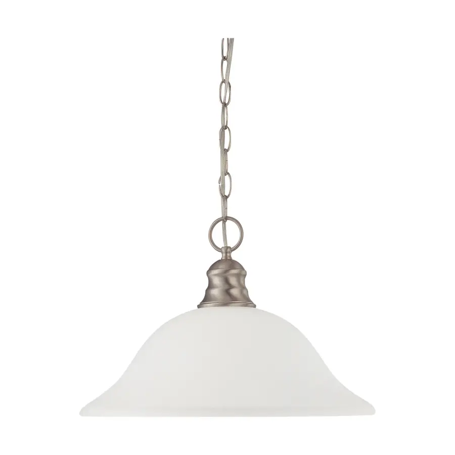 16" Brushed Nickel Pendant with Frosted White Glass