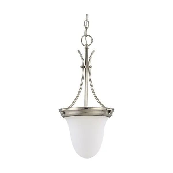 10" Brushed Nickel Pendant with Frosted White Glass