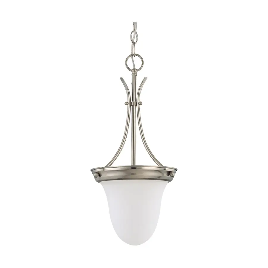 10" Brushed Nickel Pendant with Frosted White Glass