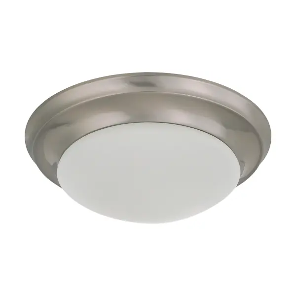 12" Brushed Nickel Flush Mount with Frosted White Glass