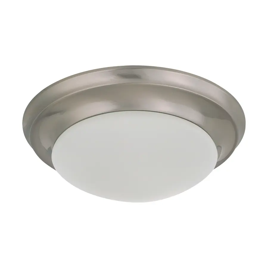 12" Brushed Nickel Flush Mount with Frosted White Glass