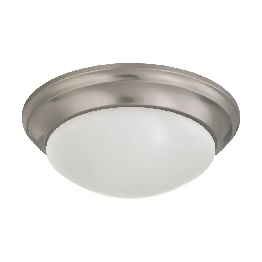14" Brushed Nickel Flush Mount with Frosted White Glass