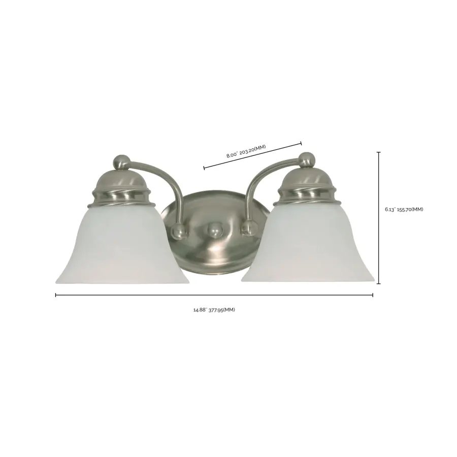Empire 2-Light Vanity with Alabaster Glass Bell Shades - Image 3