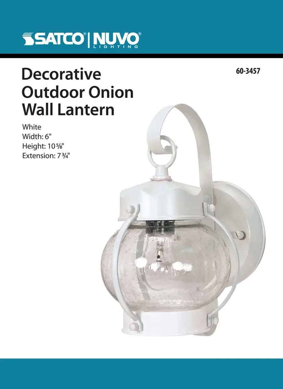 White Onion Wall Lantern with Clear Seed Glass - Image 2
