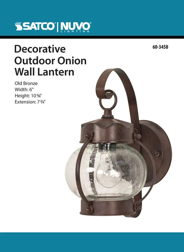 Onion Lantern Wall Sconce with Clear Seed Glass - Image 2