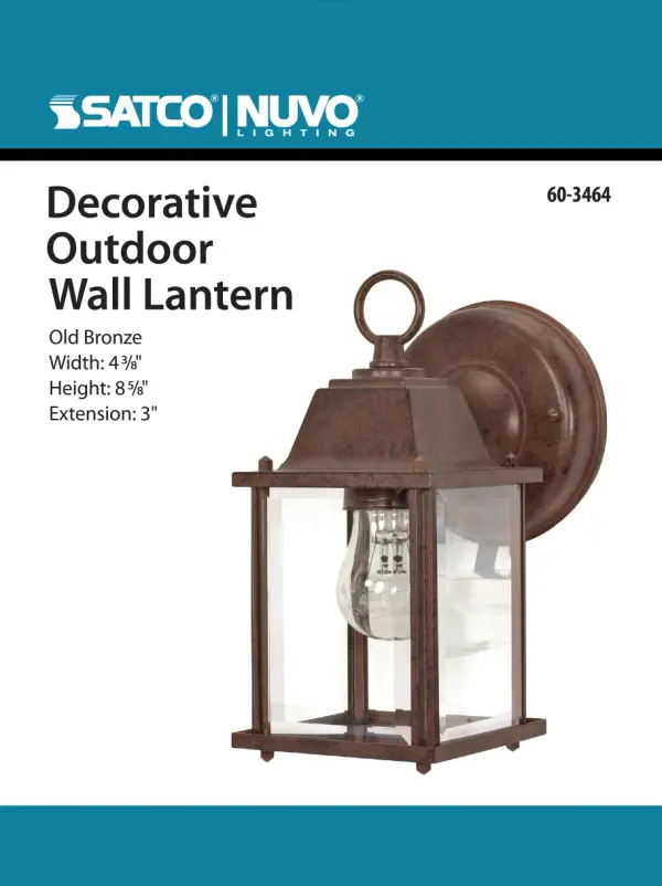 This compact outdoor wall lantern combines traditional cube styling with clear beveled glass panels. The bronze finish and 8-5/8 inch size make it ideal for entryways, porches, and smaller outdoor spaces requiring classic illumination. - alternate view