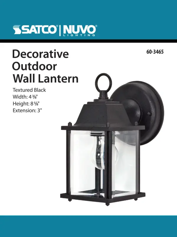 This compact 8-5/8 inch wall lantern combines traditional cube styling with clear beveled glass panels for elegant outdoor illumination. The black finish provides versatile appeal for various architectural styles. - alternate view