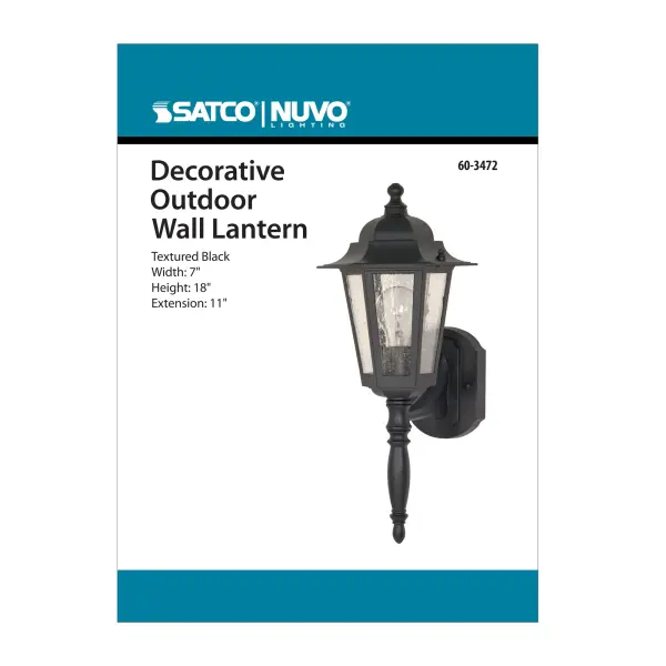 The Central Park wall lantern brings traditional elegance to outdoor spaces with its 18-inch profile and clear seeded glass. The black finish provides durability and classic appeal, perfect for enhancing entryways and patios. - alternate view