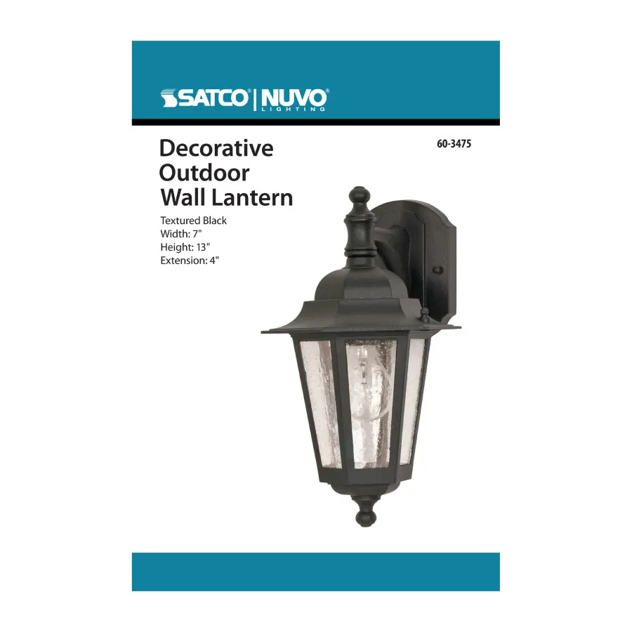 Cornerstone Black Outdoor Wall Lantern with Clear Seeded Glass - Image 2