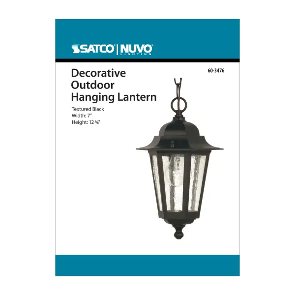 The Cornerstone hanging lantern brings traditional elegance to outdoor spaces with its 13-inch profile and clear seeded glass. Perfect for porches, patios, and entryways, this fixture combines classic design with durable outdoor construction. - alternate view