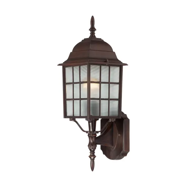 The Adams 18" outdoor wall sconce combines traditional styling with durable construction. Its bronze finish and frosted glass shade provide warm, diffused lighting perfect for entryways and outdoor living spaces.
