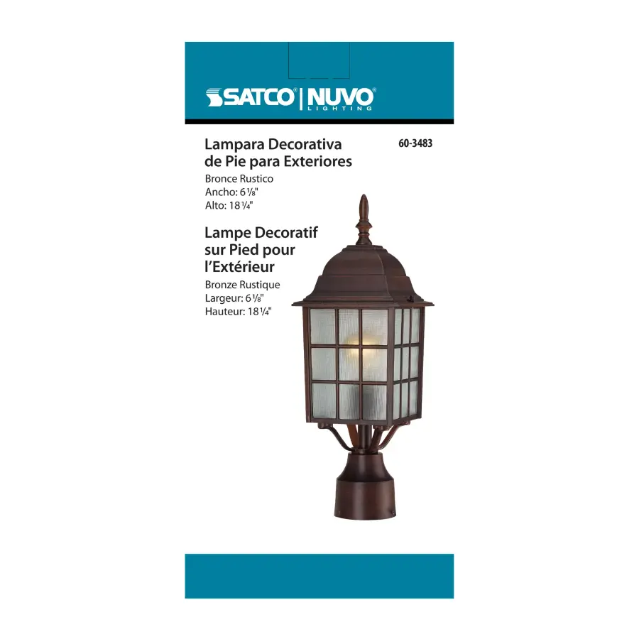Adams Outdoor Post Light with Frosted Glass - Image 3