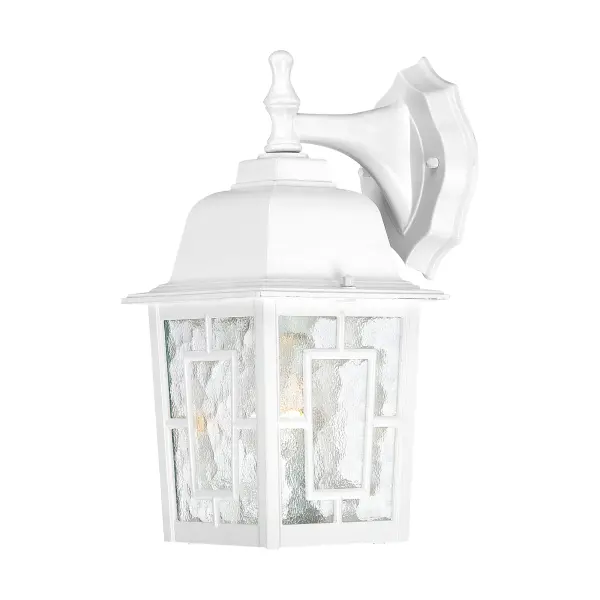 The Banyan outdoor wall sconce combines timeless design with practical outdoor lighting. Its white finish and clear water glass create a fresh, coastal aesthetic perfect for entryways and patios.