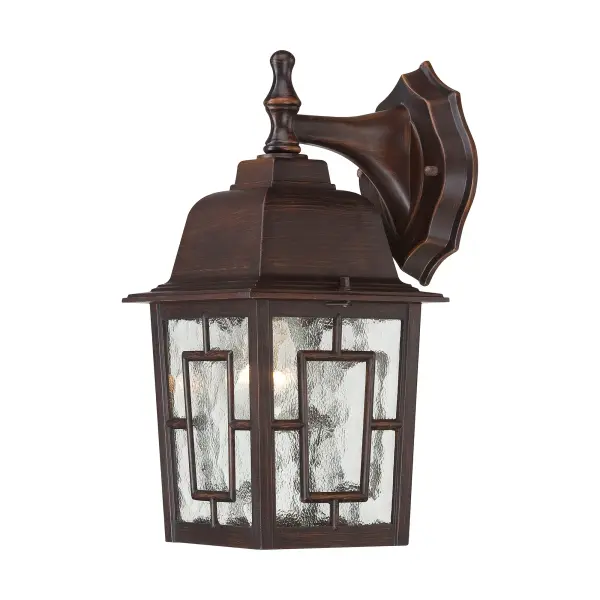 The Banyan outdoor wall sconce combines traditional bronze styling with distinctive clear water glass for a timeless coastal aesthetic. At 12 inches, it's perfectly sized for entryways, porches, and patios.