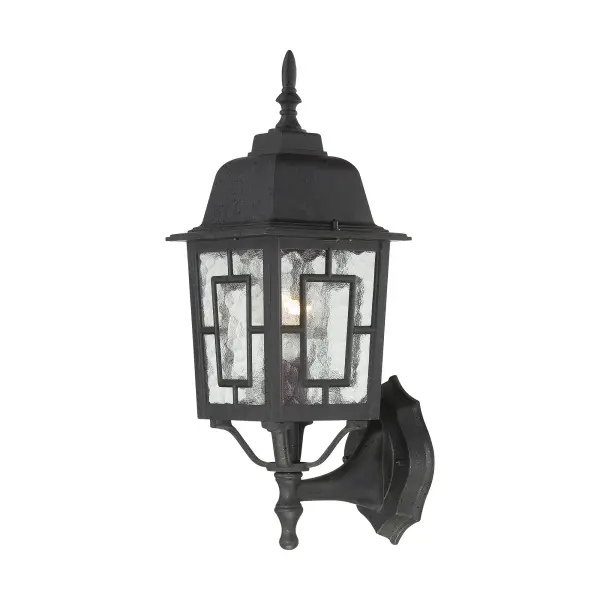 The Banyan outdoor wall sconce combines timeless design with durable construction. Its 17-inch profile and clear water glass create beautiful light patterns while the black finish ensures weather resistance and versatility.
