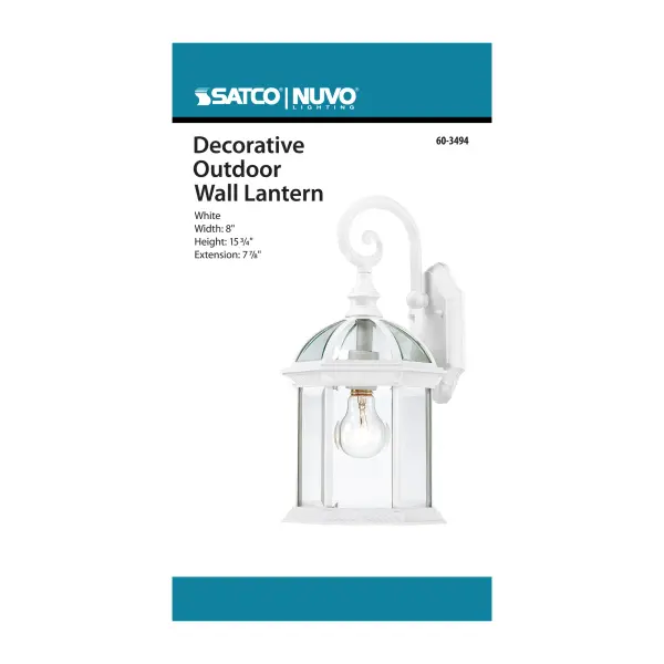 The Boxwood outdoor wall lantern combines traditional styling with clear seeded glass for a sophisticated exterior accent. Its 15-inch height provides substantial presence while the white finish offers versatile coordination. - alternate view