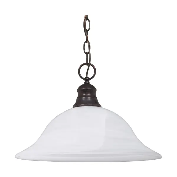 This elegant 16-inch dome pendant combines timeless alabaster glass with an old bronze finish, creating soft, diffused lighting perfect for dining areas and entryways. The generous size makes a statement while maintaining versatility.