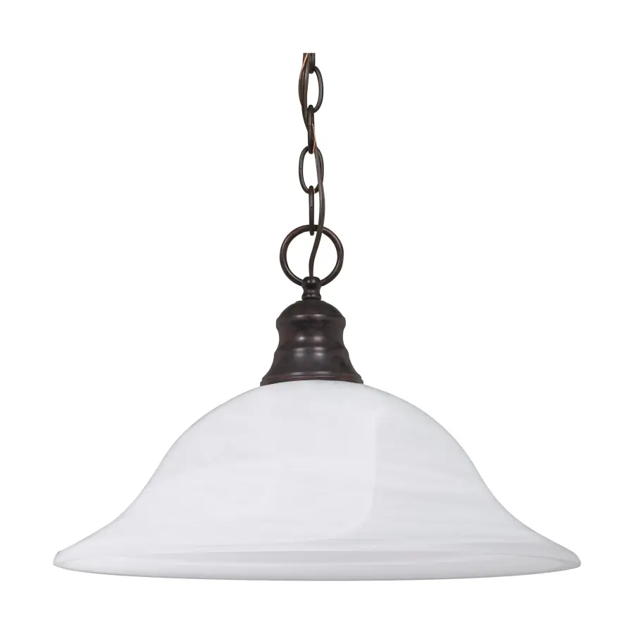 16" Alabaster Glass Dome Pendant in Old Bronze