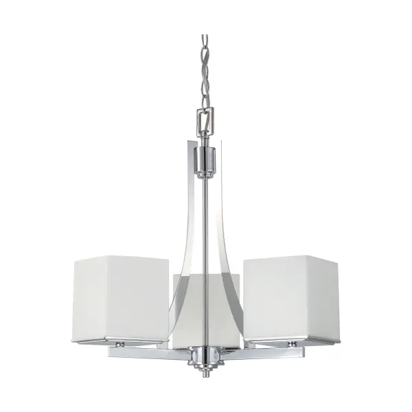 Bento 3-Light Chandelier with Satin White Glass