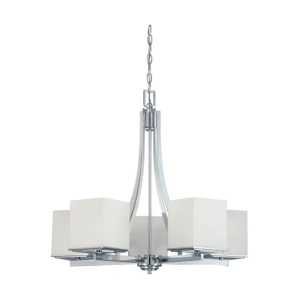 Bento 5-Light Chandelier with Satin White Glass