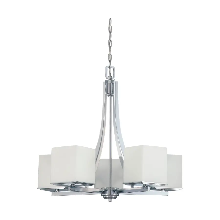 Bento 5-Light Chandelier with Satin White Glass