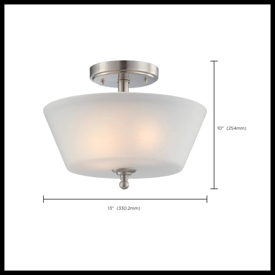 Surrey 3-Light Semi-Flush Mount with Frosted Glass - Image 3