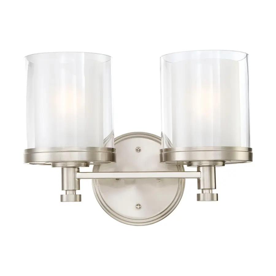 Decker 2-Light Vanity Fixture with Clear and Frosted Glass - Image 1