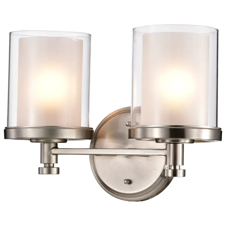 Decker 2-Light Vanity Fixture with Clear and Frosted Glass - Image 3