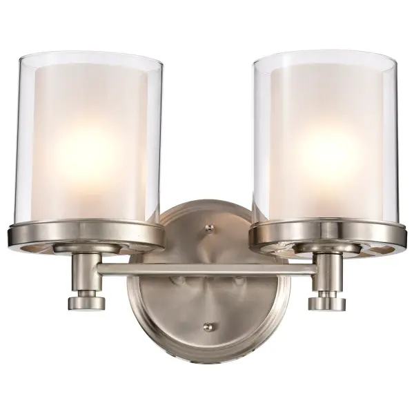 Decker 2-Light Vanity Fixture with Clear and Frosted Glass - Image 5