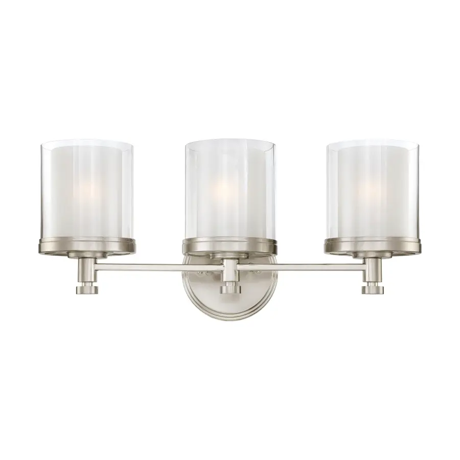 Decker 3-Light Vanity Fixture with Clear and Frosted Glass - Image 1