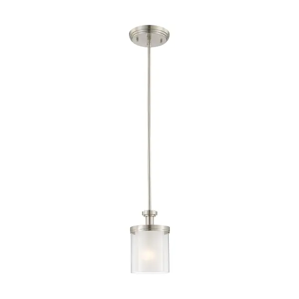 The Decker mini pendant combines machined industrial style with a sophisticated double glass shade that creates depth and ambient glow. Its compact size and versatile brushed nickel finish make it ideal for task lighting or clustered installations.