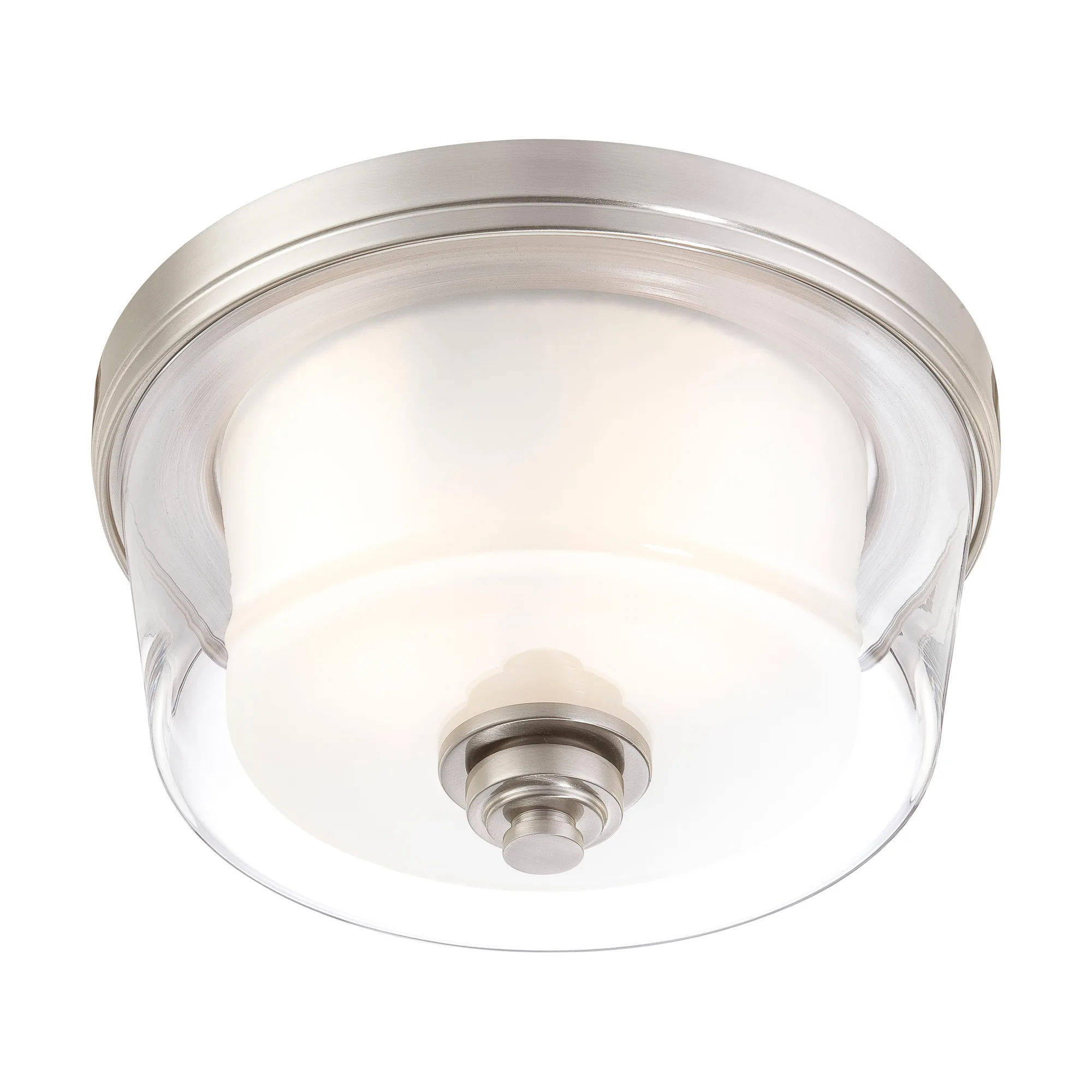 Decker 2-Light Flush Mount with Clear and Frosted Glass