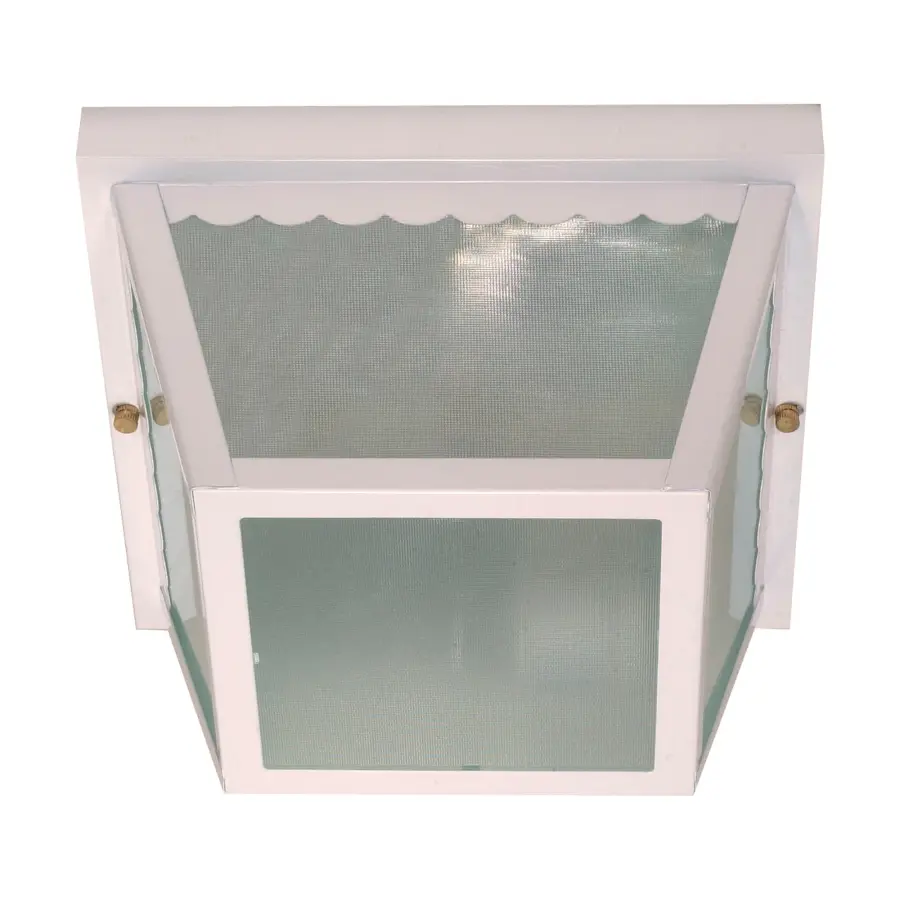Carport 2-Light Flush Mount with Textured Frosted Glass