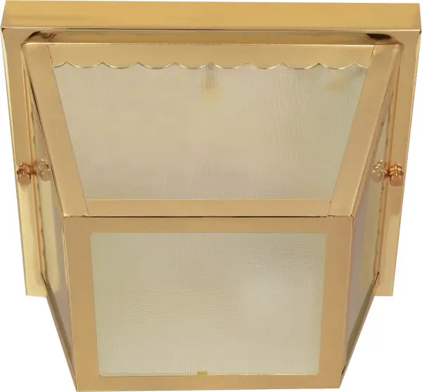This compact outdoor flush mount combines traditional brass styling with practical wet location certification. The textured frosted glass diffuses light evenly while the polished brass finish adds warmth to covered outdoor spaces.