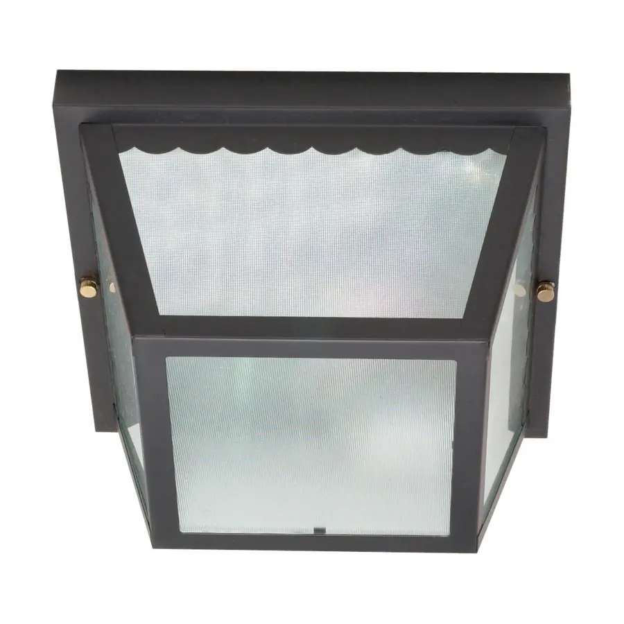 Carport 2-Light Flush Mount with Textured Frosted Glass