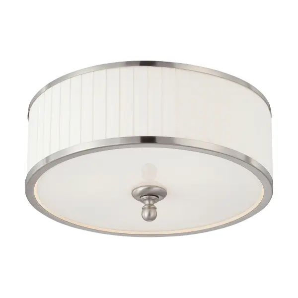 Candice 3-Light Flush Mount Dome Fixture with Pleated White Shade - Image 1