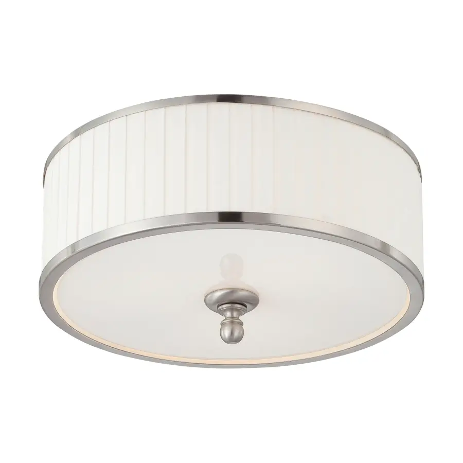 Candice 3-Light Flush Mount Dome Fixture with Pleated White Shade - Image 1