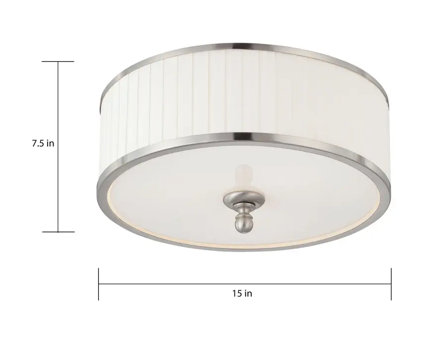 Candice 3-Light Flush Mount Dome Fixture with Pleated White Shade - Image 2