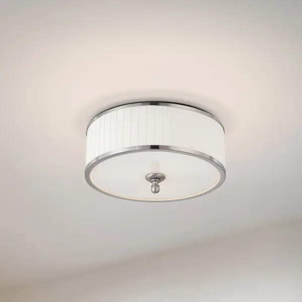 Candice 3-Light Flush Mount Dome Fixture with Pleated White Shade - Image 4